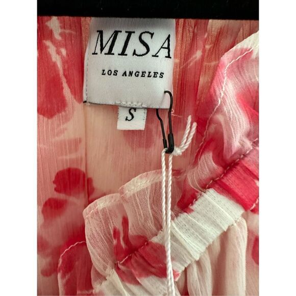 Misa Los Angeles Isella in Watermelon Blossom Floral Off the Shoulder Dress Size - Picture 4 of 6